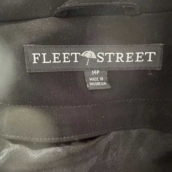 FLEET STREET Coat Women 14 P Black Trench Vintage Overcoat Removable Zip Lining - Picture 14 of 15